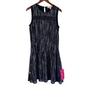 Michael Kors Sleeveless Dress Fit & Flare Navy Blue Print Size 4